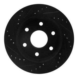 Cadillac Escalade ESV Brake Rotor (1) - Front Right - R1 Concepts - Drilled & Slotted - Black - `99-`08